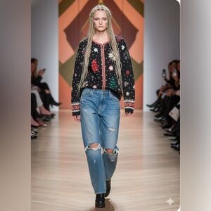 Vintage fair isle wool zip up sweater